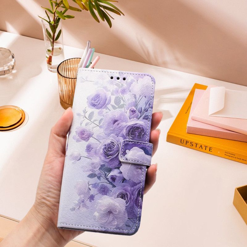 Lederhüllen Für Samsung Galaxy S26 Plus Lila Rosen
