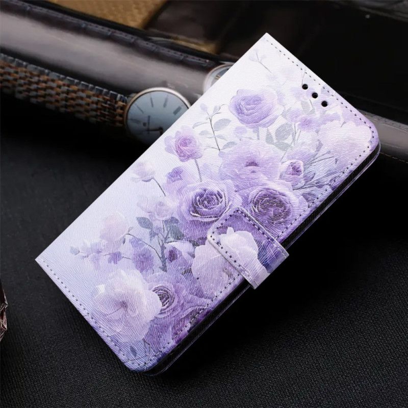 Lederhüllen Für Samsung Galaxy S26 Plus Lila Rosen