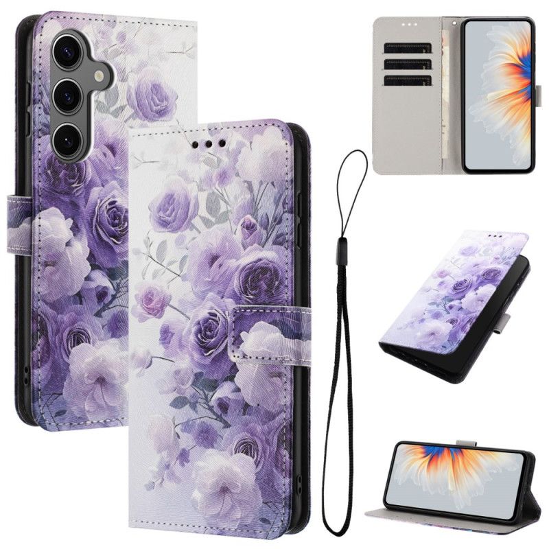 Lederhüllen Für Samsung Galaxy S26 Plus Lila Rosen