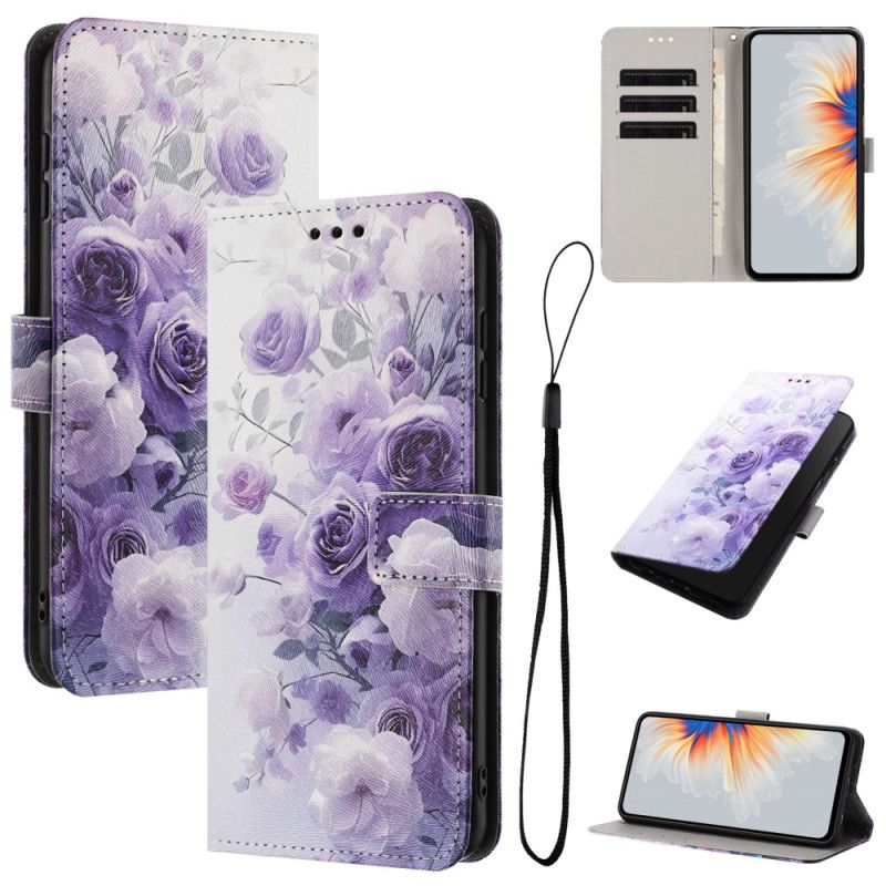 Lederhüllen Für Samsung Galaxy S26 Plus Lila Rosen
