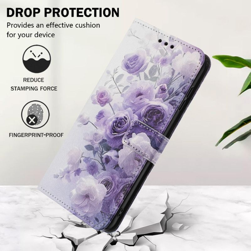 Lederhüllen Für Samsung Galaxy S26 Plus Lila Rosen