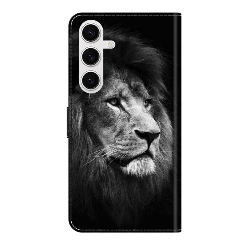Lederhüllen Für Samsung Galaxy S26 Plus Schwarz-weißer Löwe
