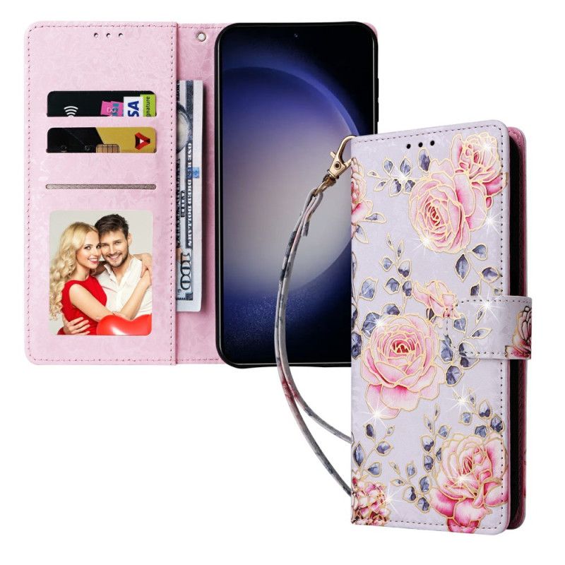 Lederhüllen Samsung Galaxy S26 Plus Handyhülle Blumenmuster