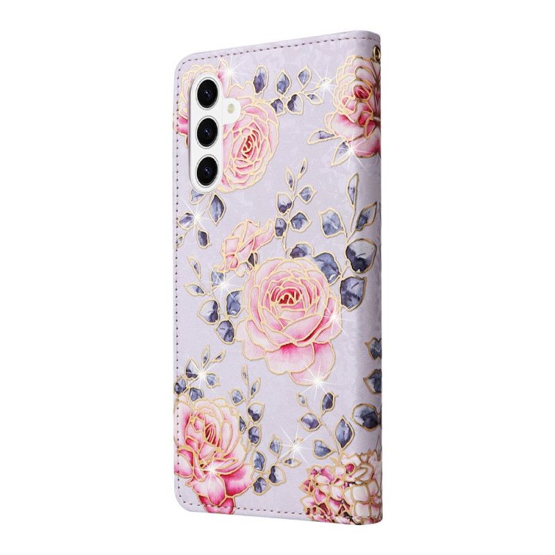 Lederhüllen Samsung Galaxy S26 Plus Handyhülle Blumenmuster