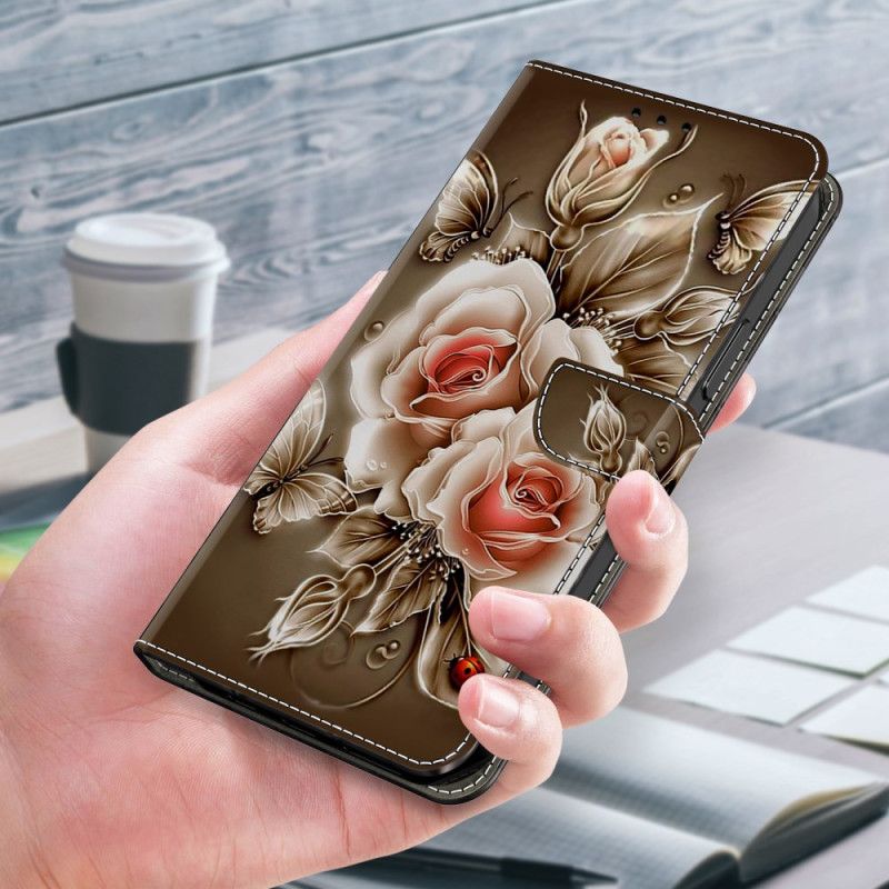 Lederhüllen Samsung Galaxy S26 Plus Handyhülle Braune Rosen