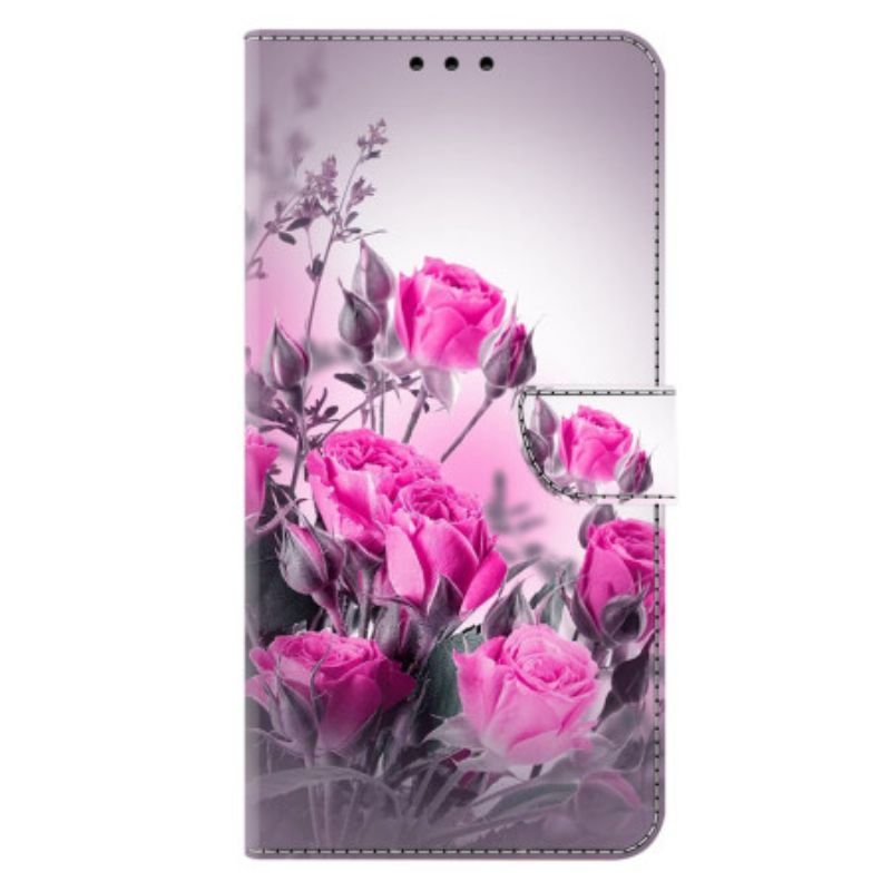 Lederhüllen Samsung Galaxy S26 Plus Handyhülle Lila Blumen