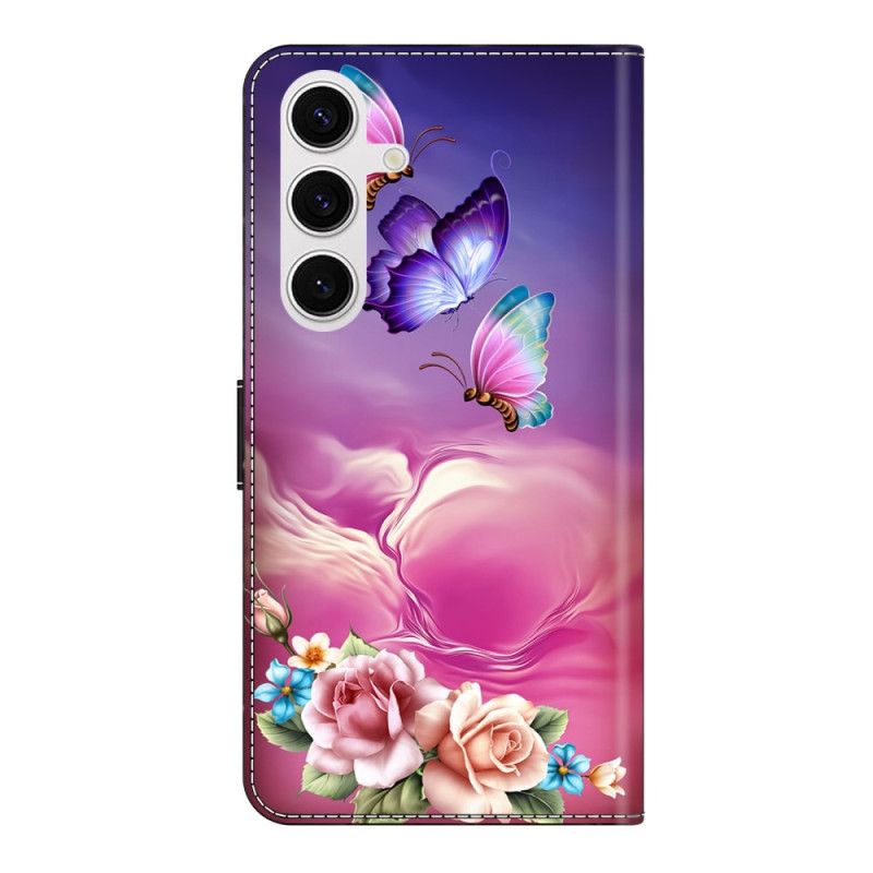 Lederhüllen Samsung Galaxy S26 Plus Handyhülle Schmetterlingsmuster Mit Blumenmuster