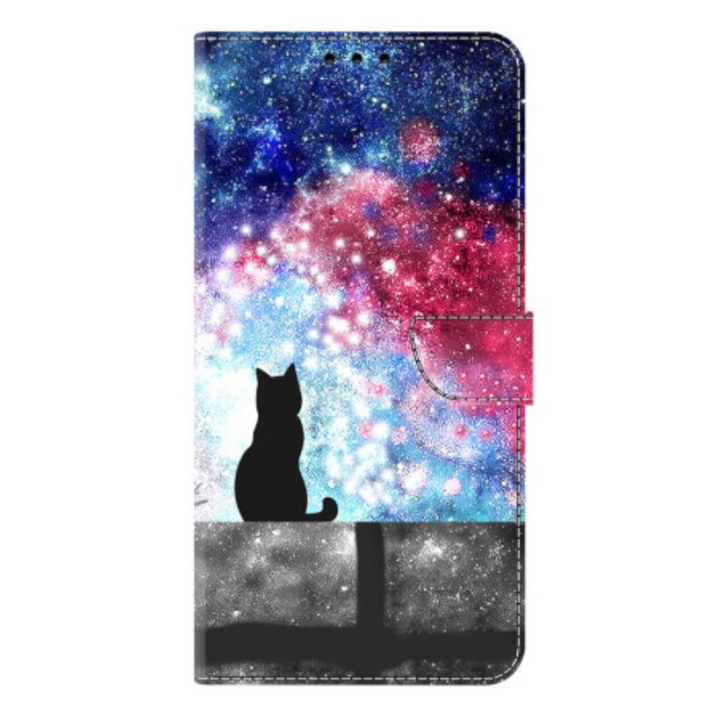 Lederhüllen Samsung Galaxy S26 Plus Katze Im Sternenhimmel