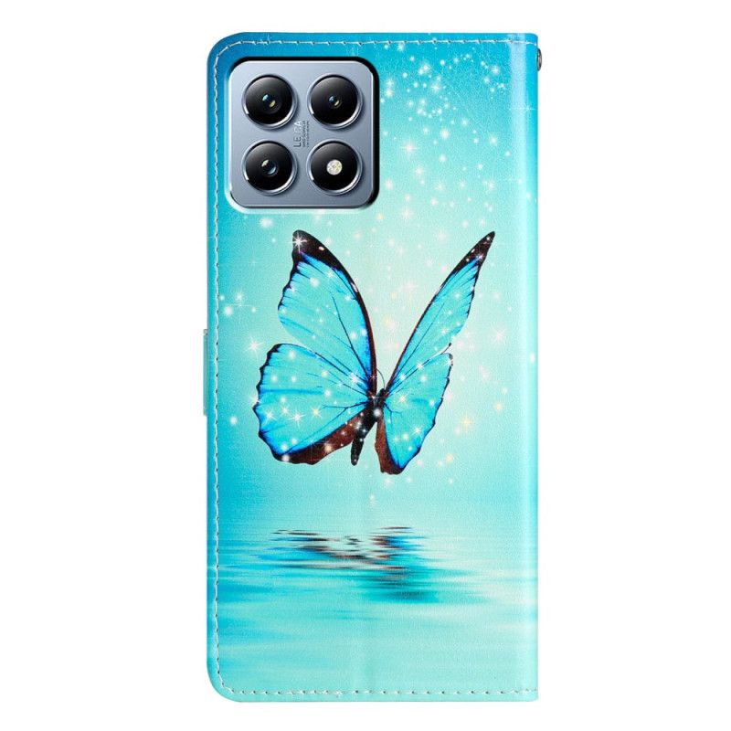 Lederhüllen Für Xiaomi 15t Blauer Schmetterling