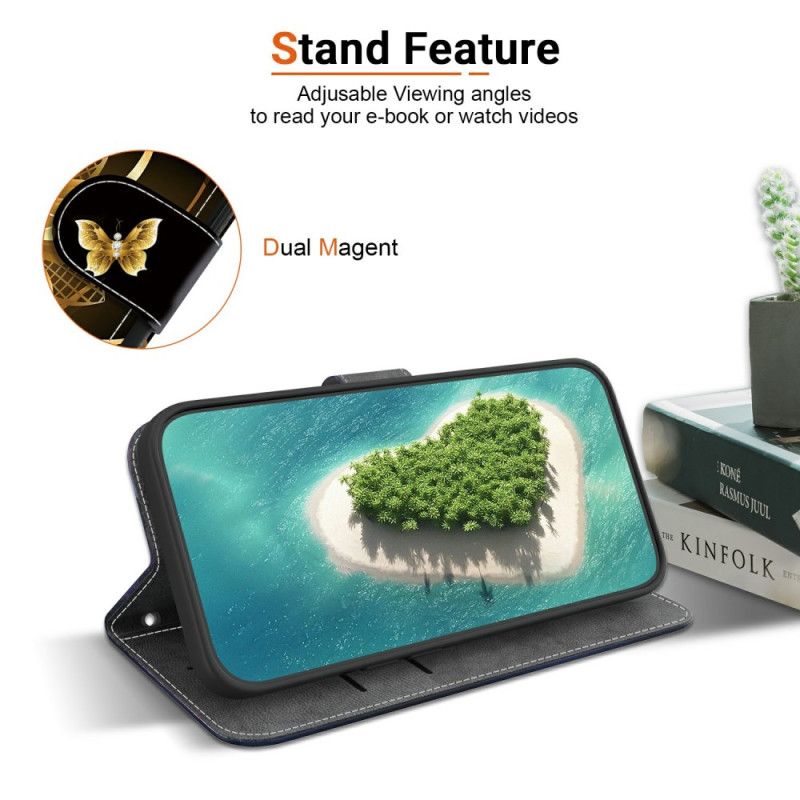 Lederhüllen Für Xiaomi 15t Goldenes Blumenmuster