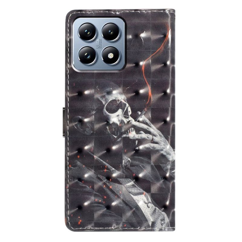 Lederhüllen Für Xiaomi 15t Rauchendes Skelett