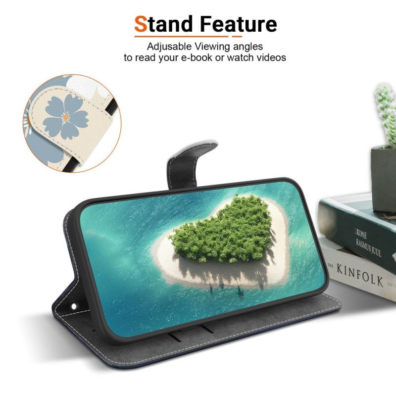 Lederhüllen Xiaomi 15t Handyhülle Blaue Und Weiße Gänseblümchen