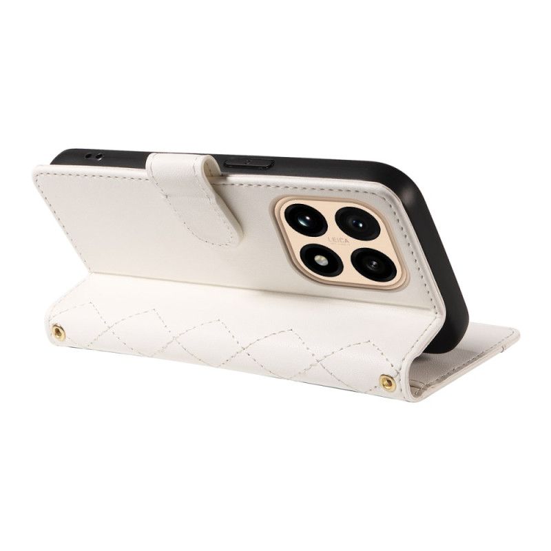 Lederhüllen Xiaomi 15t Handyhülle Gesteppt Mit Riemen Und Schulterriemen