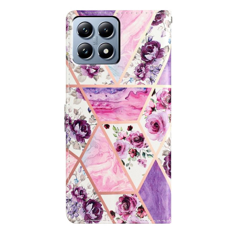 Lederhüllen Xiaomi 15t Lila Blumenmuster