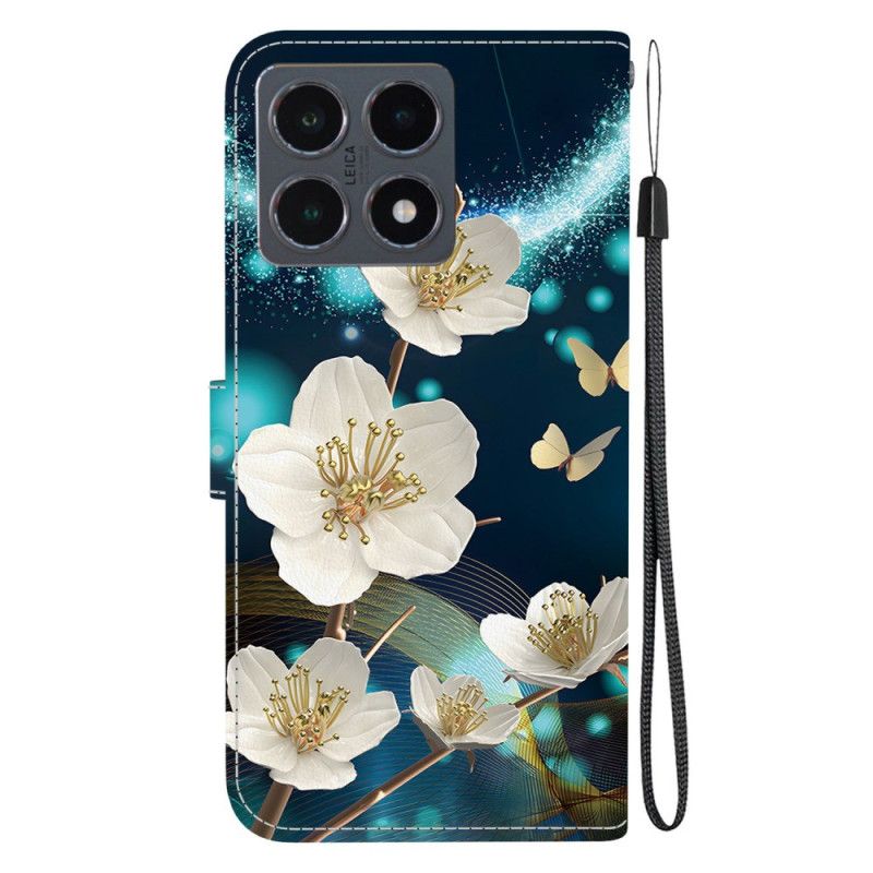 Lederhüllen Xiaomi 15t Weiß Magnolien