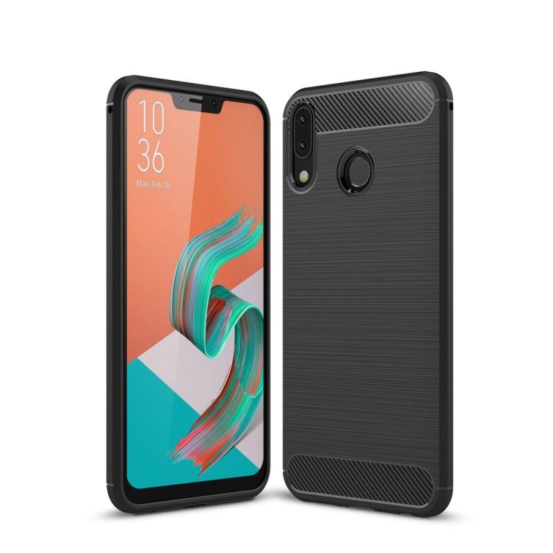 Hülle Asus ZenFone 5 / 5Z Schwarz Gebürstete Kohlefaser