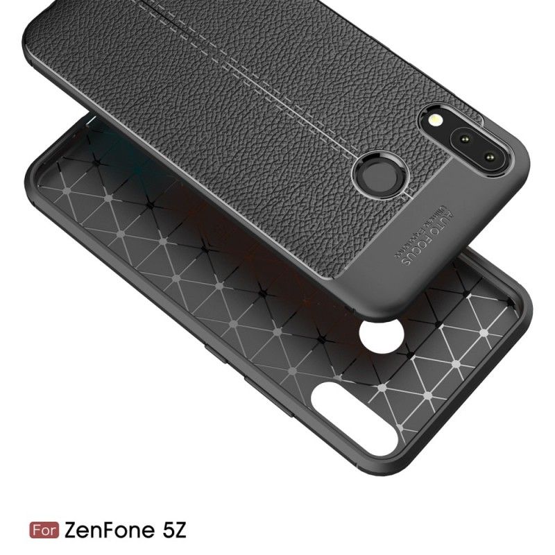 Hülle Für Asus ZenFone 5 / 5Z Schwarz Doppellinien-Litschileder-Effekt