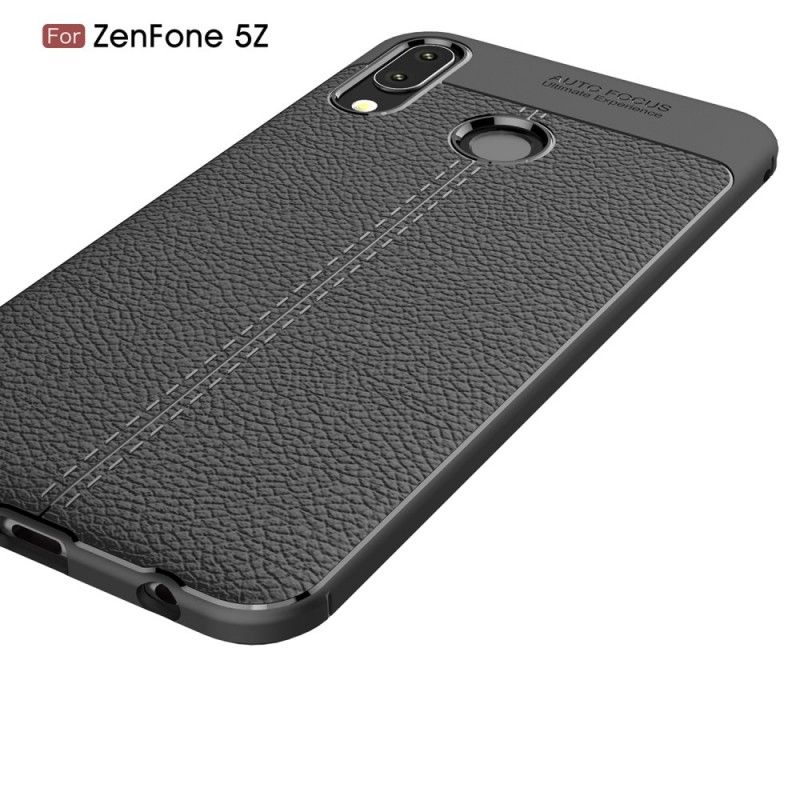 Hülle Für Asus ZenFone 5 / 5Z Schwarz Doppellinien-Litschileder-Effekt