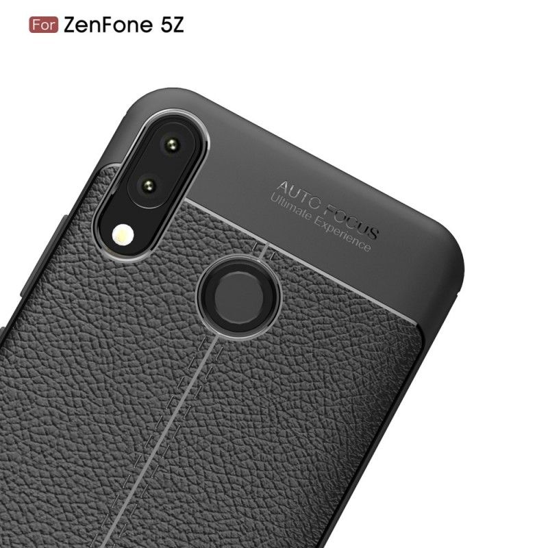 Hülle Für Asus ZenFone 5 / 5Z Schwarz Doppellinien-Litschileder-Effekt