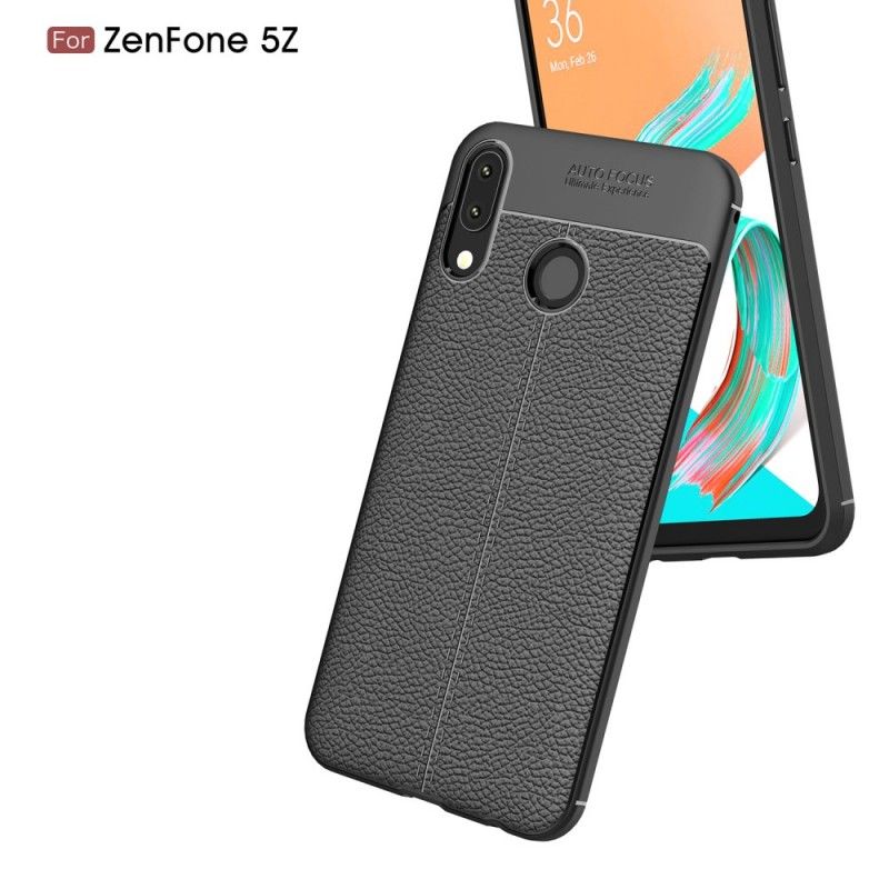 Hülle Für Asus ZenFone 5 / 5Z Schwarz Doppellinien-Litschileder-Effekt