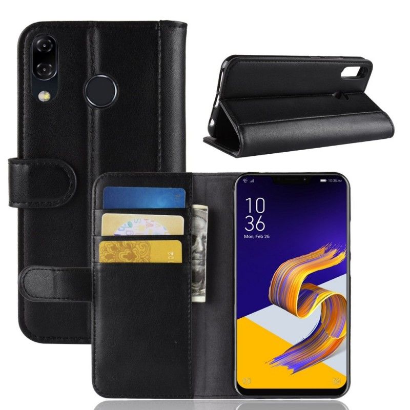 Lederhüllen Asus ZenFone 5 / 5Z Schwarz Gespaltenes Leder