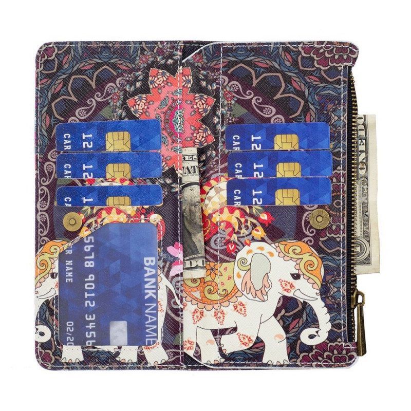 Lederhüllen Für Oppo Find X5 Lite Elefanten-reißverschlusstasche