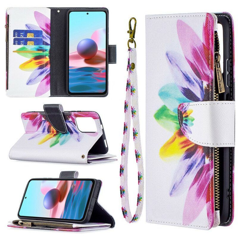 Flip Case Für Xiaomi Redmi Note 10 / 10S Blumentasche Mit Reißverschluss