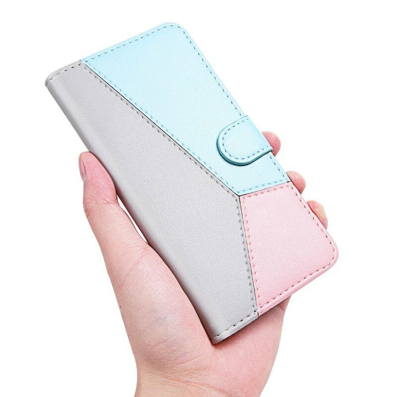 Flip Case Für Xiaomi Redmi Note 10 / 10S Dreifarbiger Ledereffekt