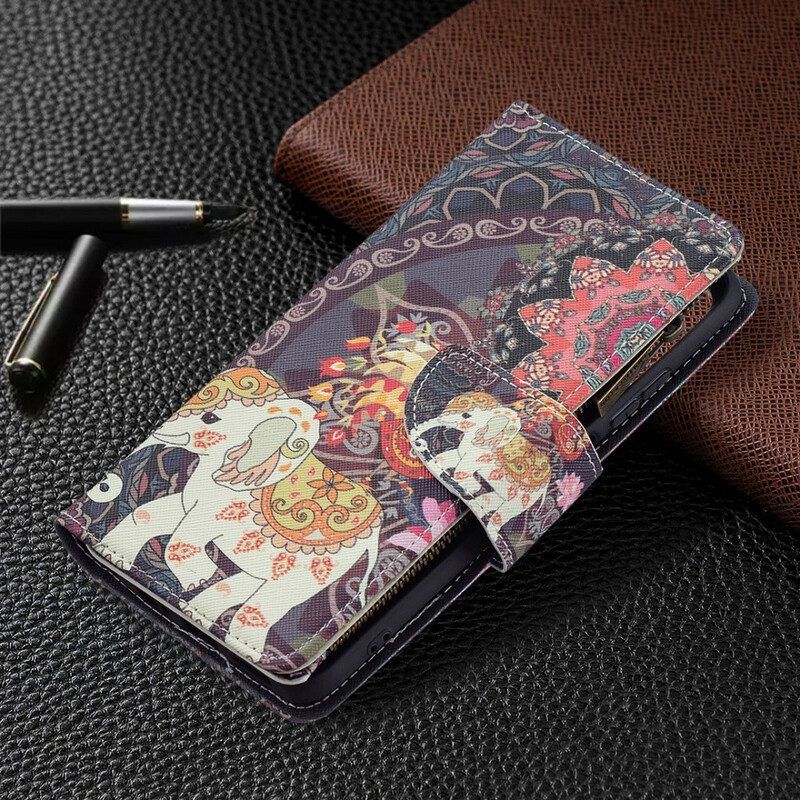 Flip Case Für Xiaomi Redmi Note 10 / 10S Elefanten-reißverschlusstasche