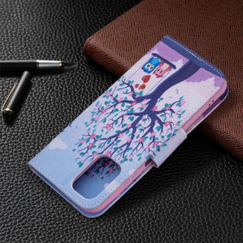 Flip Case Für Xiaomi Redmi Note 10 / 10S Eulen Auf Der Schaukel