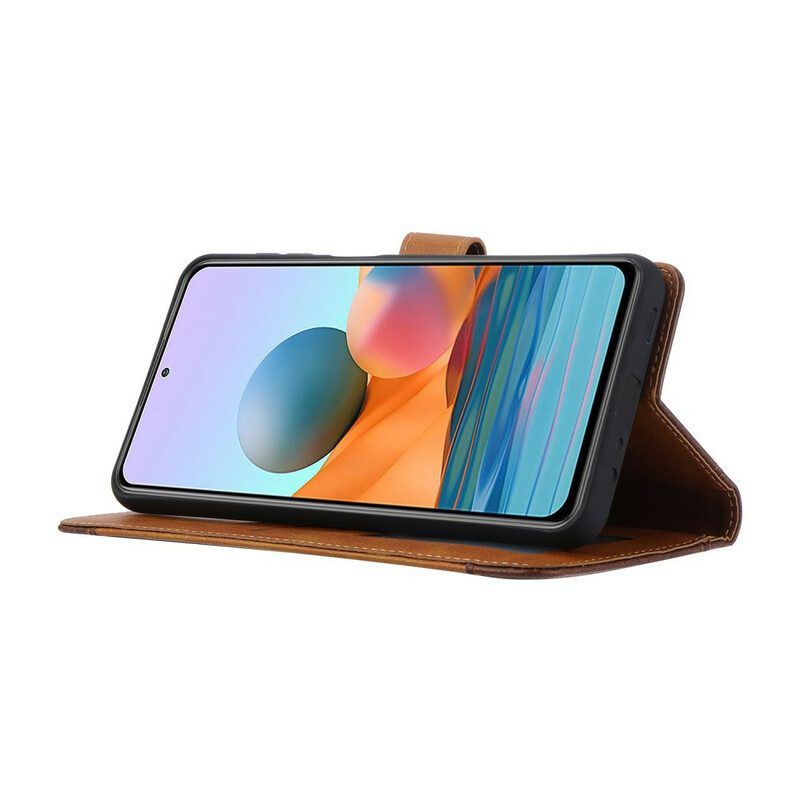 Flip Case Für Xiaomi Redmi Note 10 / 10S Kartenhalter Und Riemen Vorne