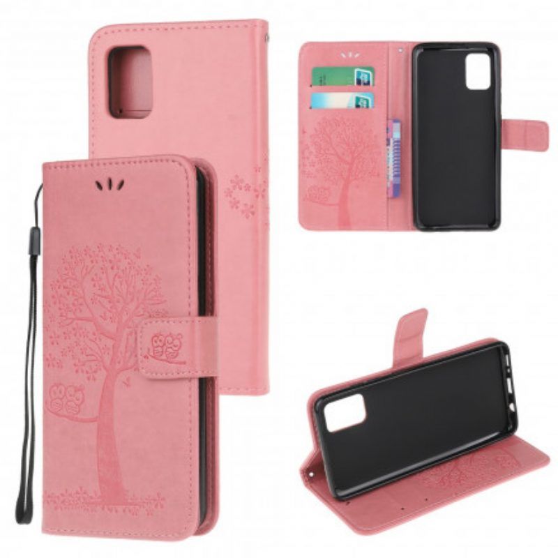 Flip Case Für Xiaomi Redmi Note 10 / 10S Mit Kordel Tangabaum Und Eulen