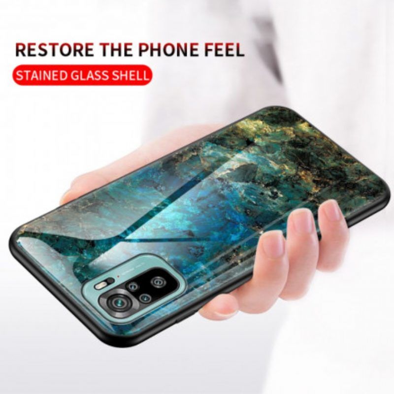 Handyhülle Für Xiaomi Redmi Note 10 / 10S Marmorfarben Gehärtetes Glas