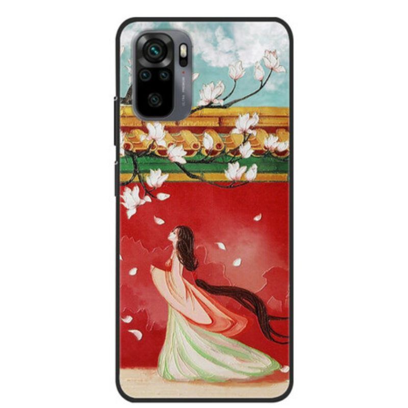 Hülle Für Xiaomi Redmi Note 10 / 10S Asiatische Blumenfrau