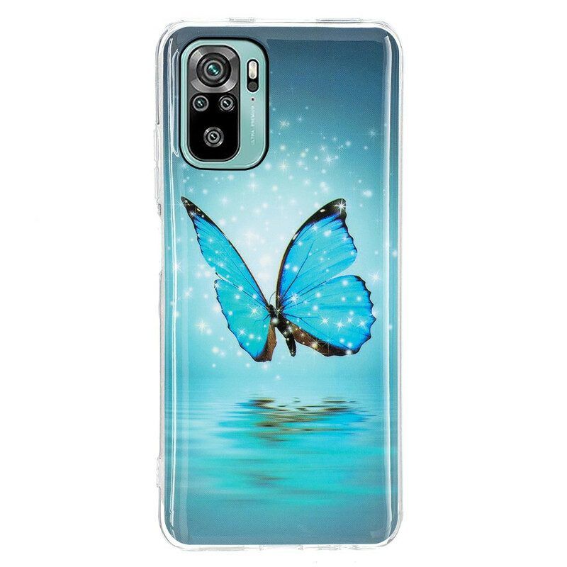 Hülle Für Xiaomi Redmi Note 10 / 10S Fluoreszierender Blauer Schmetterling
