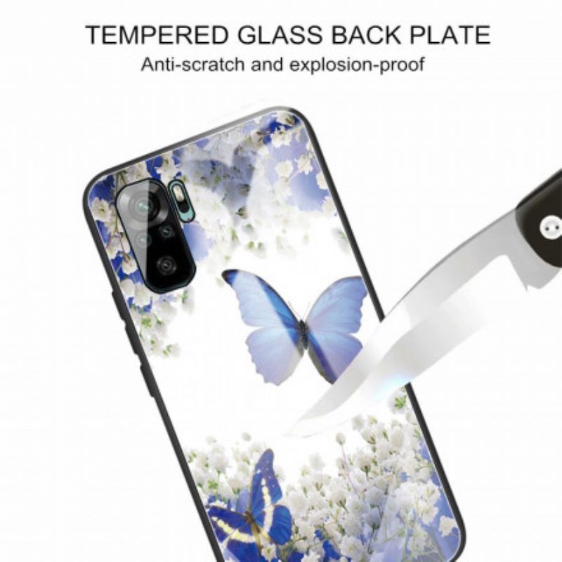 Hülle Für Xiaomi Redmi Note 10 / 10S Gehärtetes Glas Im Schmetterlings-design