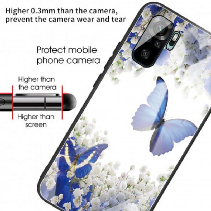 Hülle Für Xiaomi Redmi Note 10 / 10S Gehärtetes Glas Im Schmetterlings-design