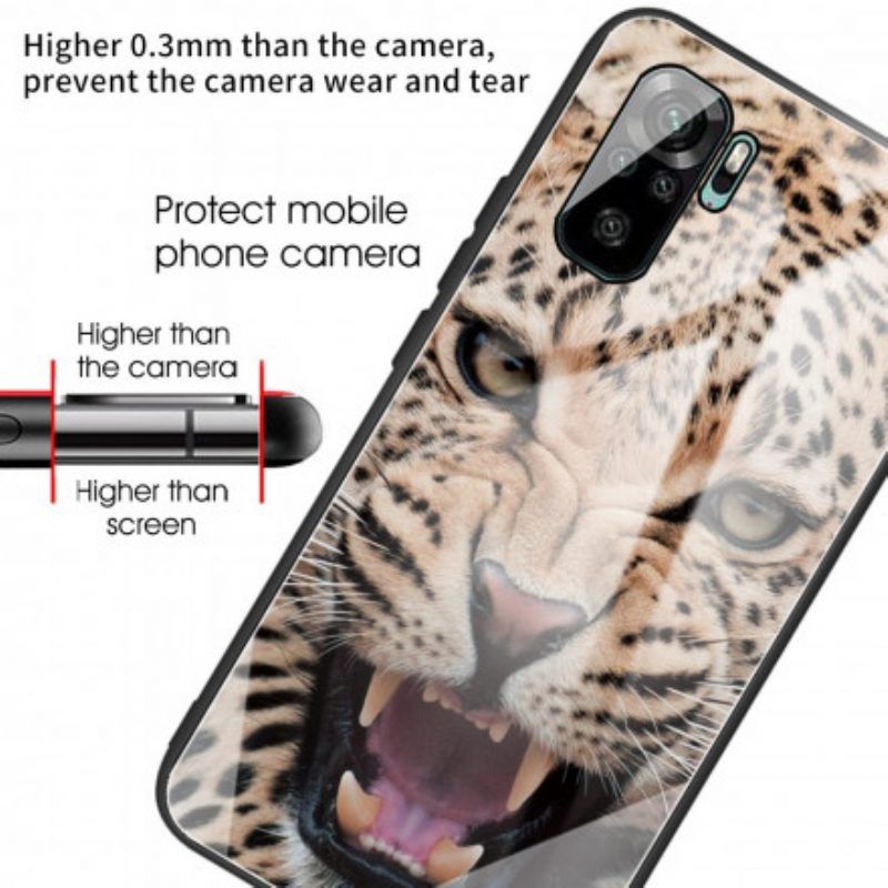 Hülle Für Xiaomi Redmi Note 10 / 10S Gehärtetes Leopardenglas
