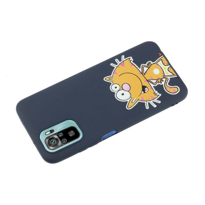 Hülle Für Xiaomi Redmi Note 10 / 10S Katze Mit Lanyard-kuss