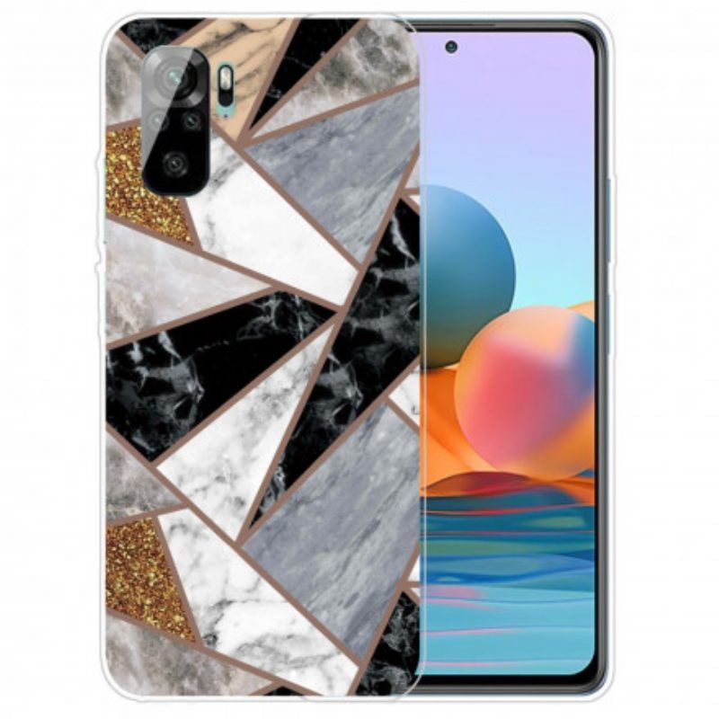 Hülle Für Xiaomi Redmi Note 10 / 10S Marmor Mit Intensiver Geometrie