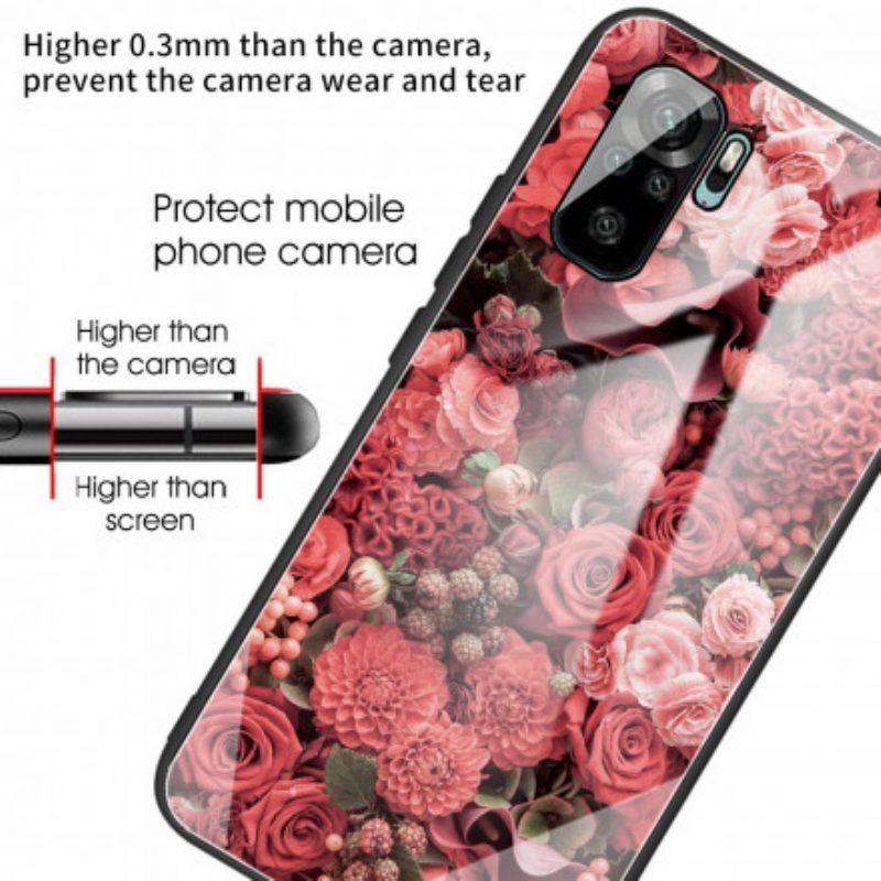 Hülle Für Xiaomi Redmi Note 10 / 10S Rosenblüten Aus Gehärtetem Glas