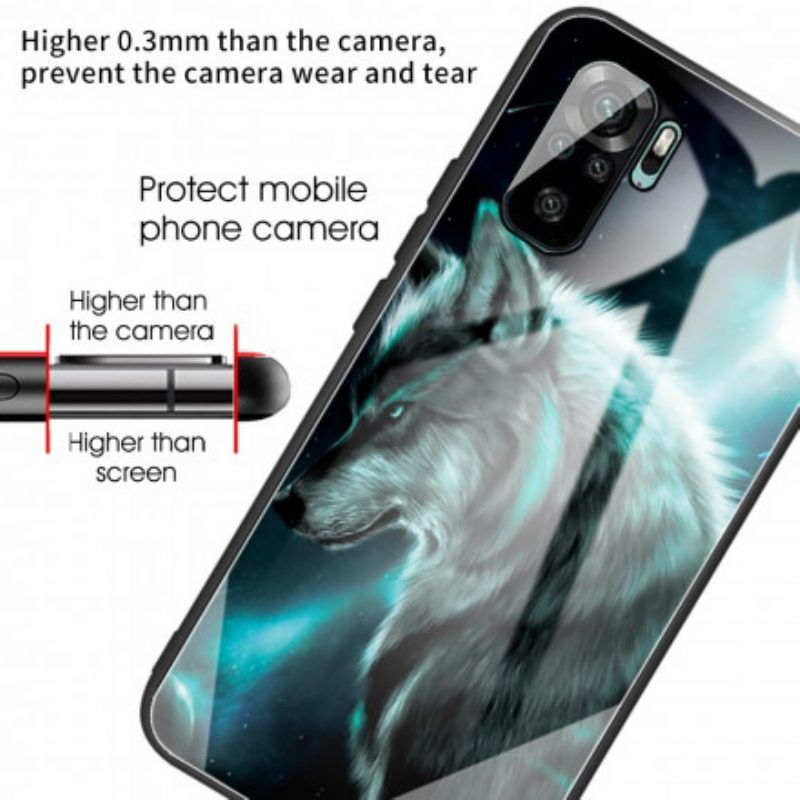 Hülle Für Xiaomi Redmi Note 10 / 10S Wolf Aus Gehärtetem Glas