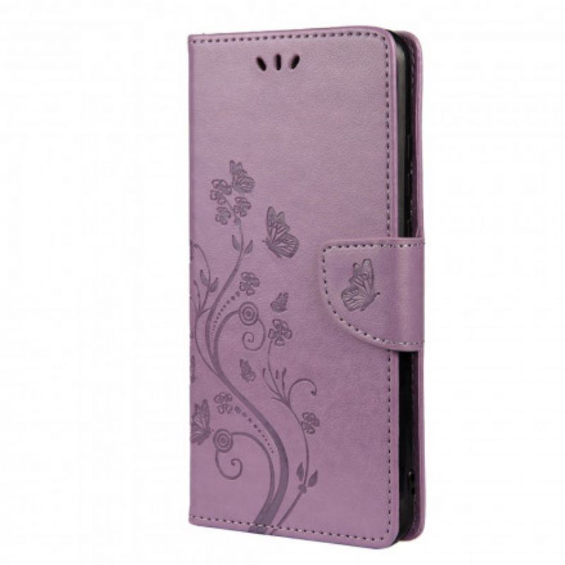 Lederhüllen Für Xiaomi Redmi Note 10 / 10S Asiatische Schmetterlinge Und Blumen