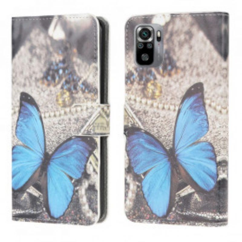 Lederhüllen Für Xiaomi Redmi Note 10 / 10S Blauer Schmetterling