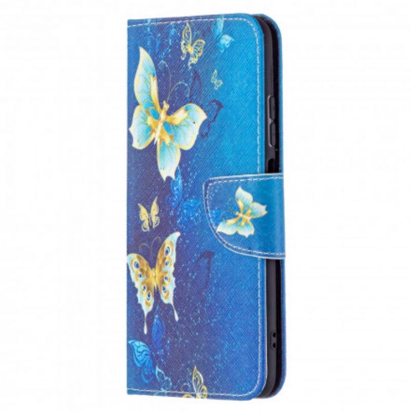 Lederhüllen Für Xiaomi Redmi Note 10 / 10S Goldene Schmetterlinge