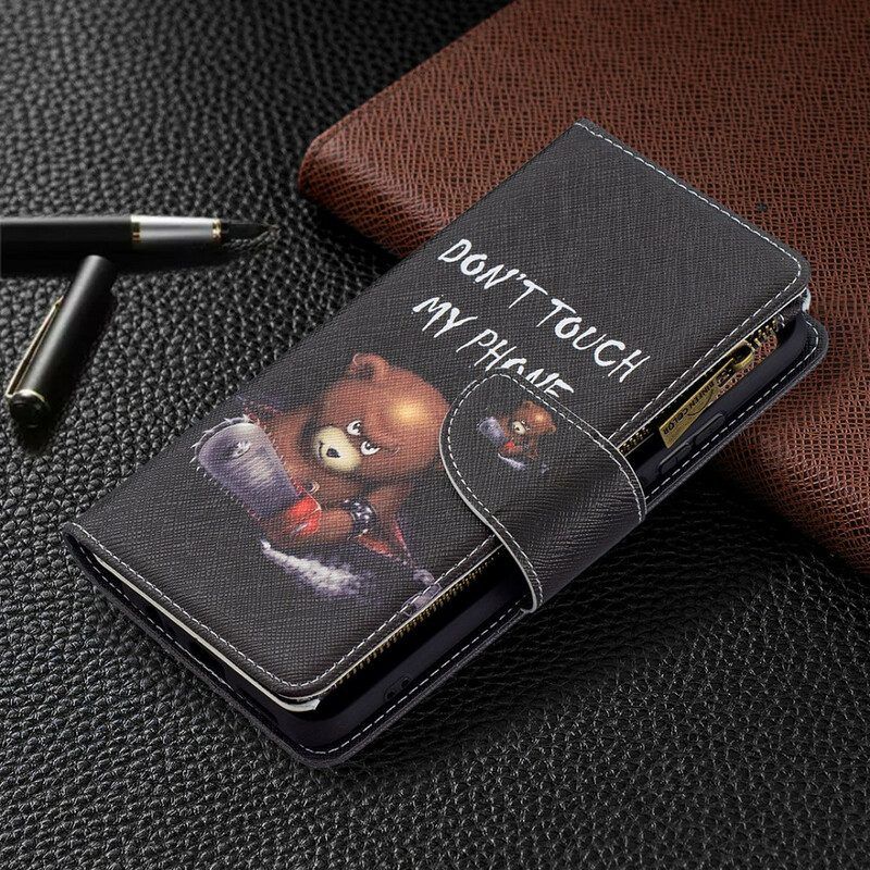Lederhüllen Für Xiaomi Redmi Note 10 / 10S Taschenbär Mit Reißverschluss