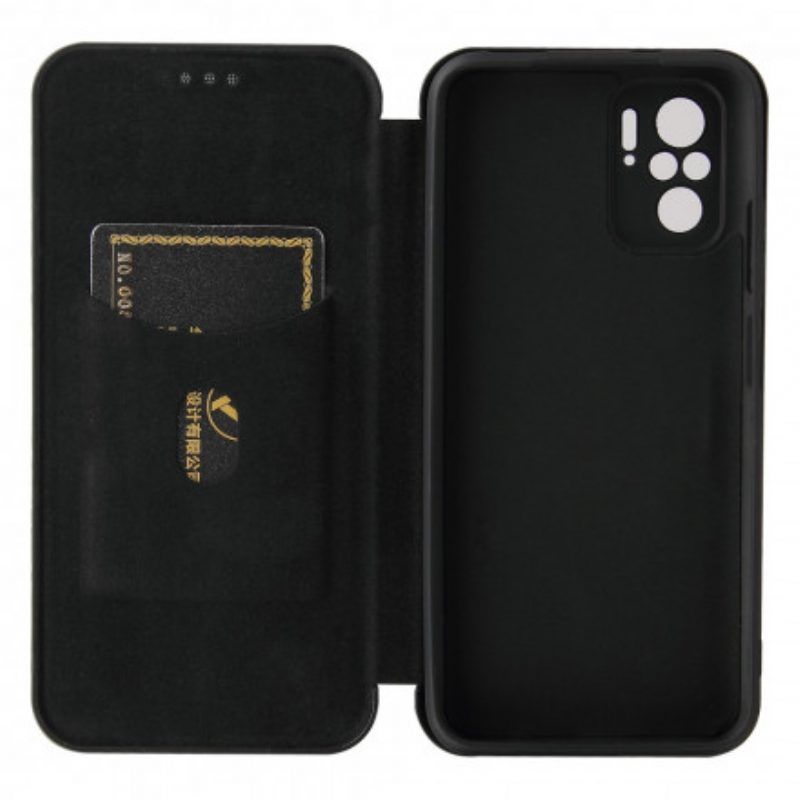 Schutzhülle Für Xiaomi Redmi Note 10 / 10S Flip Case Kohlefaser Mit Stützring