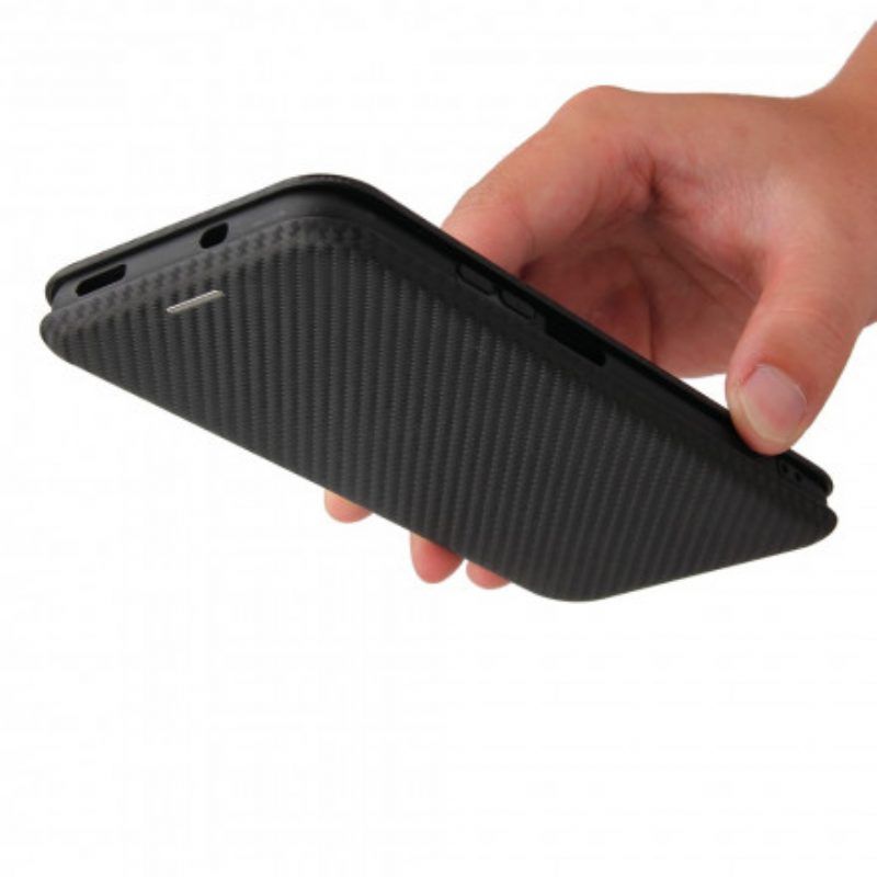 Schutzhülle Für Xiaomi Redmi Note 10 / 10S Flip Case Kohlefaser Mit Stützring