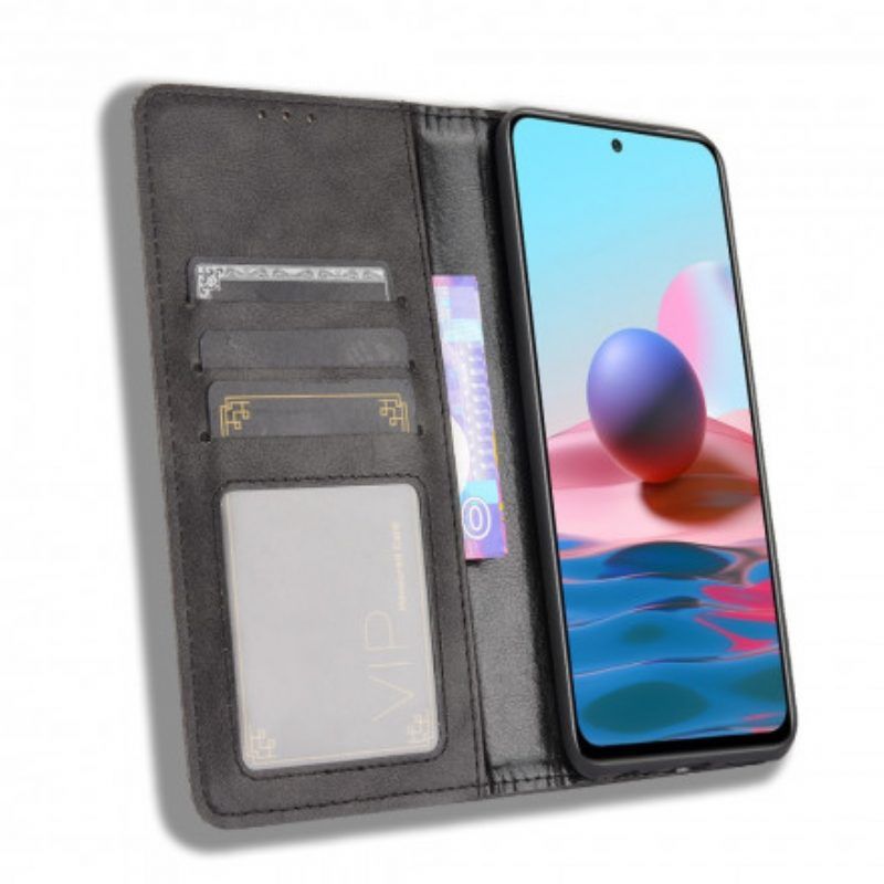 Schutzhülle Für Xiaomi Redmi Note 10 / 10S Flip Case Stilisierter Vintage-ledereffekt