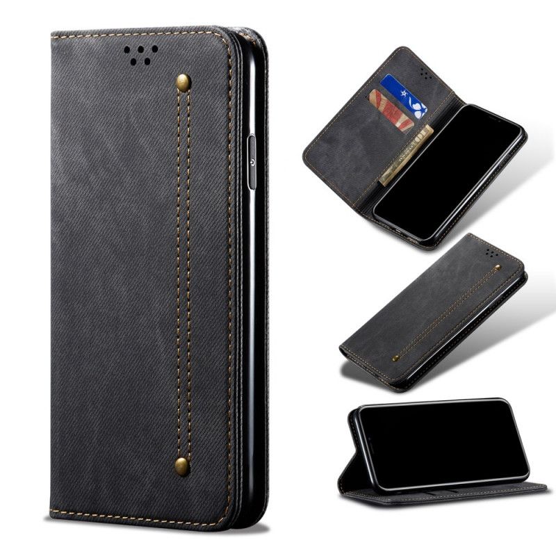 Flip Case Huawei Nova 5T Schwarz Handyhülle Jeans Aus Kunstleder